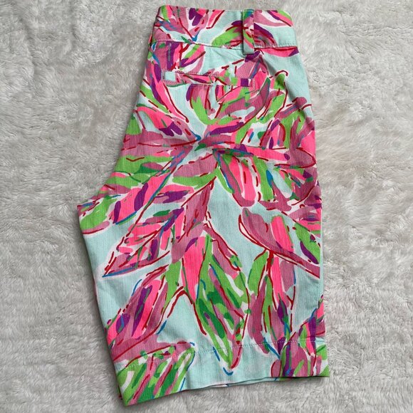 Lilly Pulitzer Women's Pink Blue 100% Cotton The Chipper Floral Short Size 2 - Picture 2 of 8